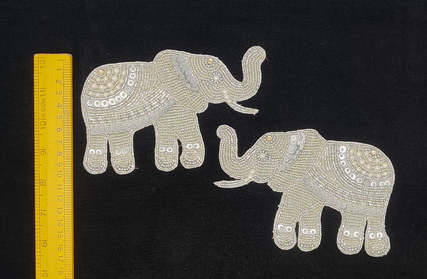 Handmade Indian Beaded Silver Shoulder Applique Patch - Sewing Embellishment for Dresses, Cushions, Crafting, and Bags, 1 Piece