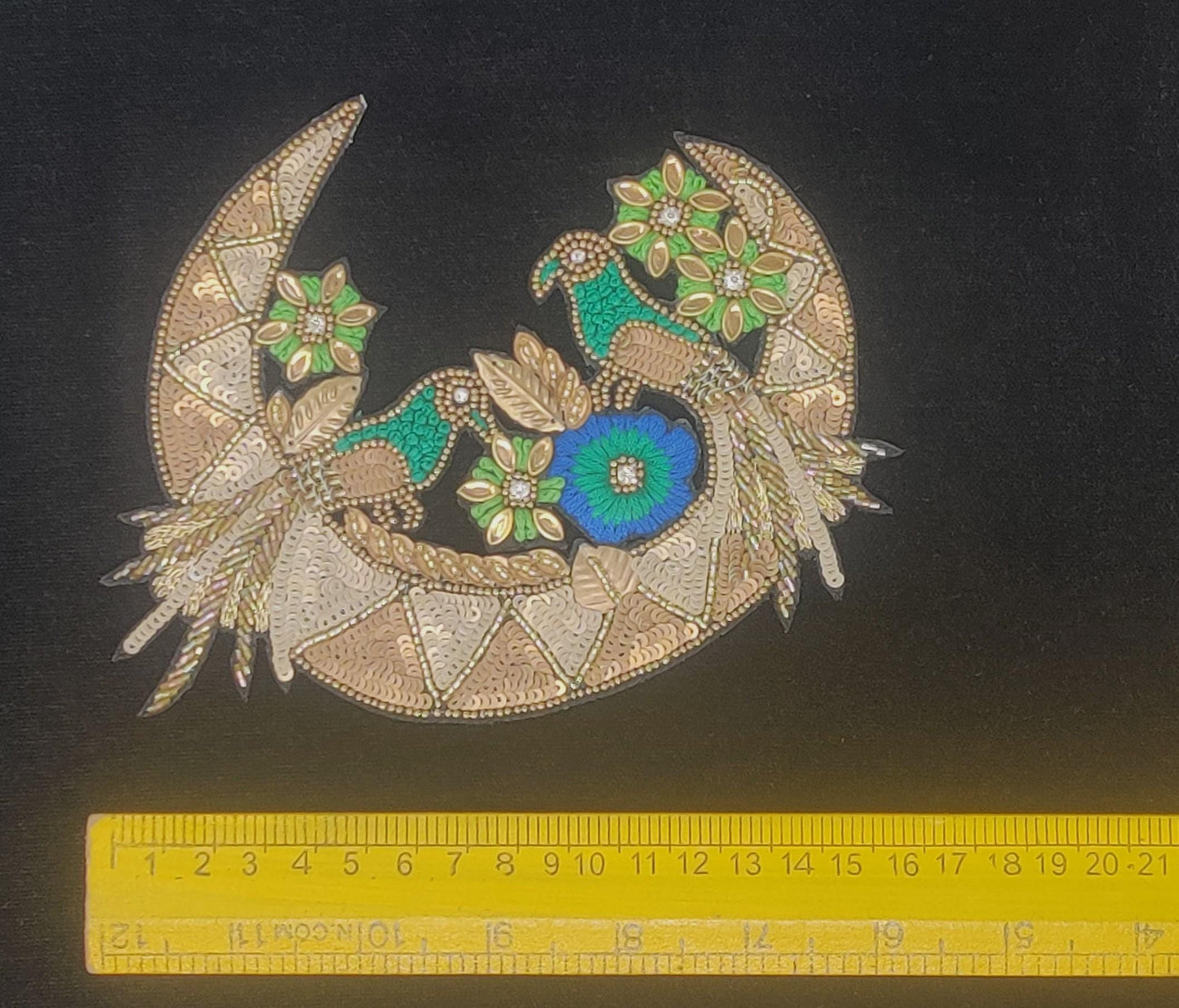 Handmade Indian Beaded Shoulder Applique Patch - Sewing Embellishment for Dresses, Cushions, Crafting, and Bags, 1 Piece