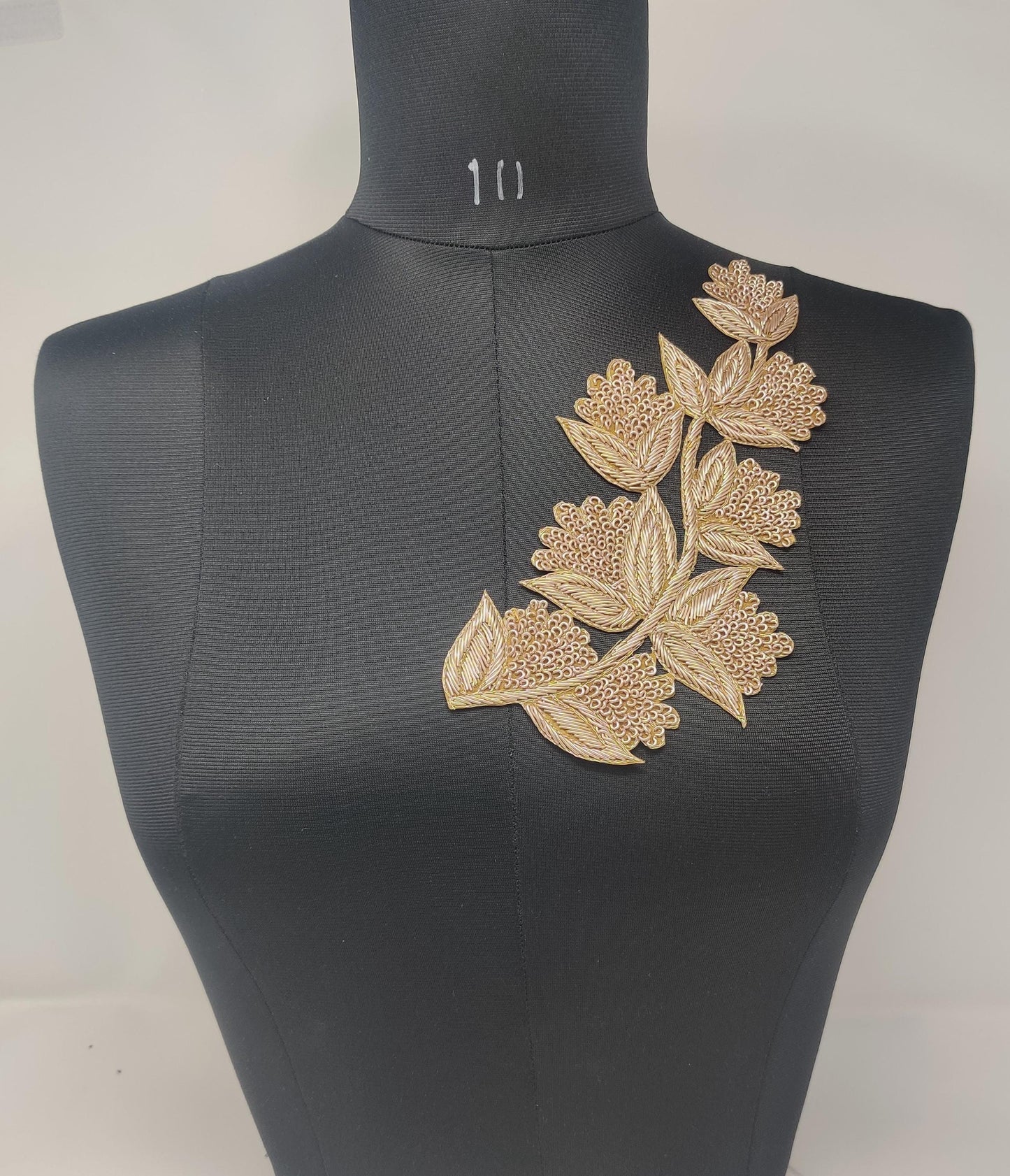 Handmade Indian Beaded Shoulder Applique Patch - Sewing Embellishment for Dresses, Cushions, Crafting, and Bags, 1 Piece