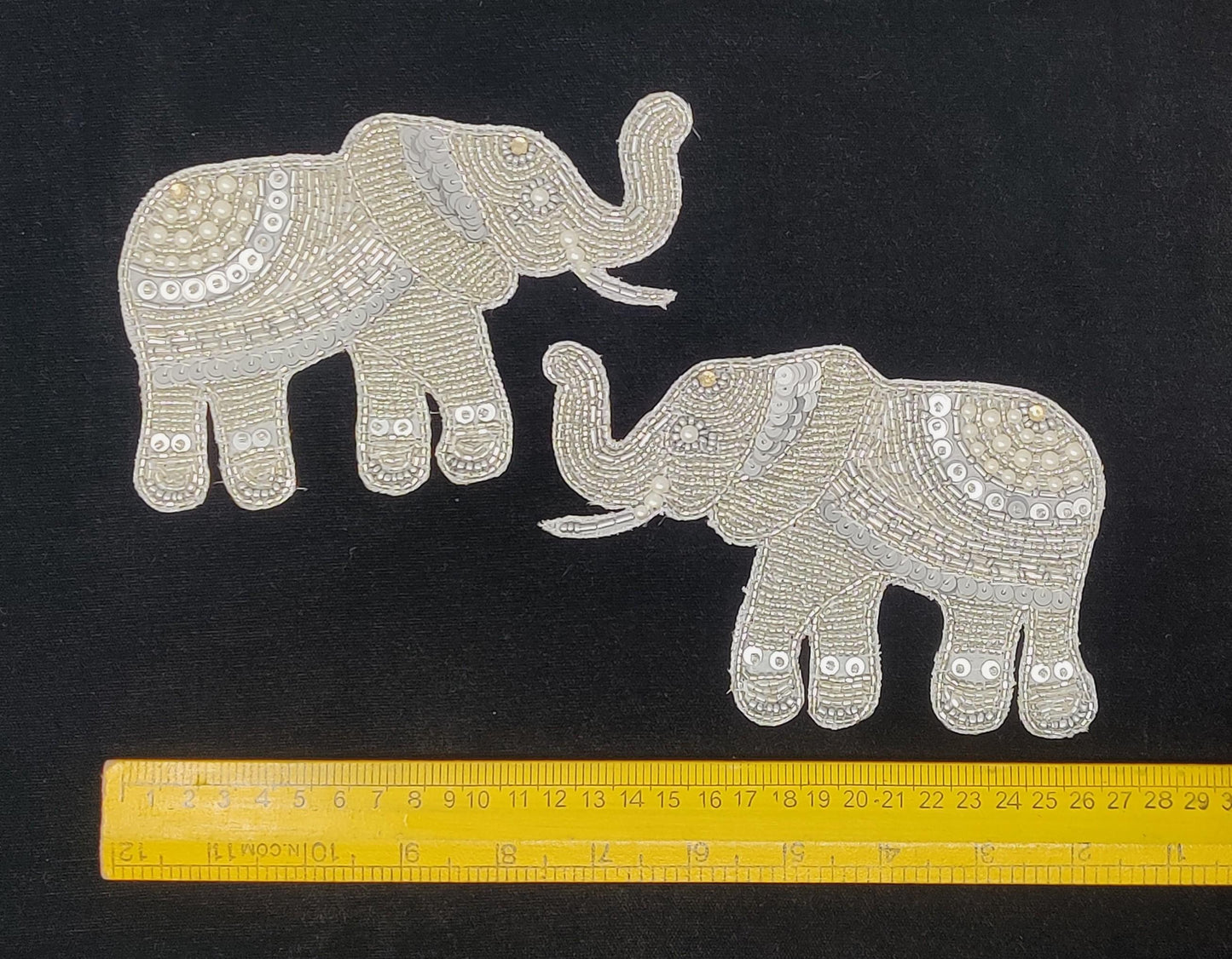 Handmade Indian Beaded Silver Shoulder Applique Patch - Sewing Embellishment for Dresses, Cushions, Crafting, and Bags, 1 Piece