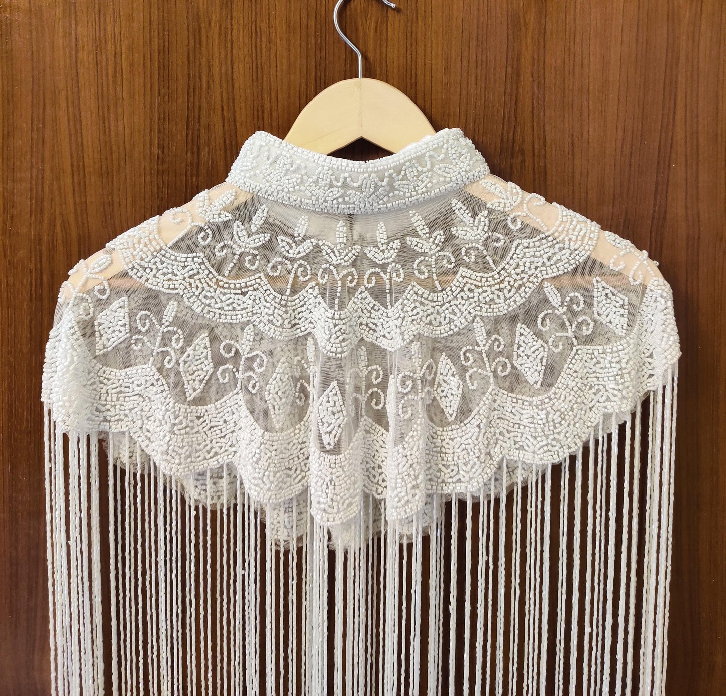 White Sequin Lace Bridal Shrug Bolero Glass Beaded Shoulder Wrap Shawl for Weddings and Evening Wear for Brides