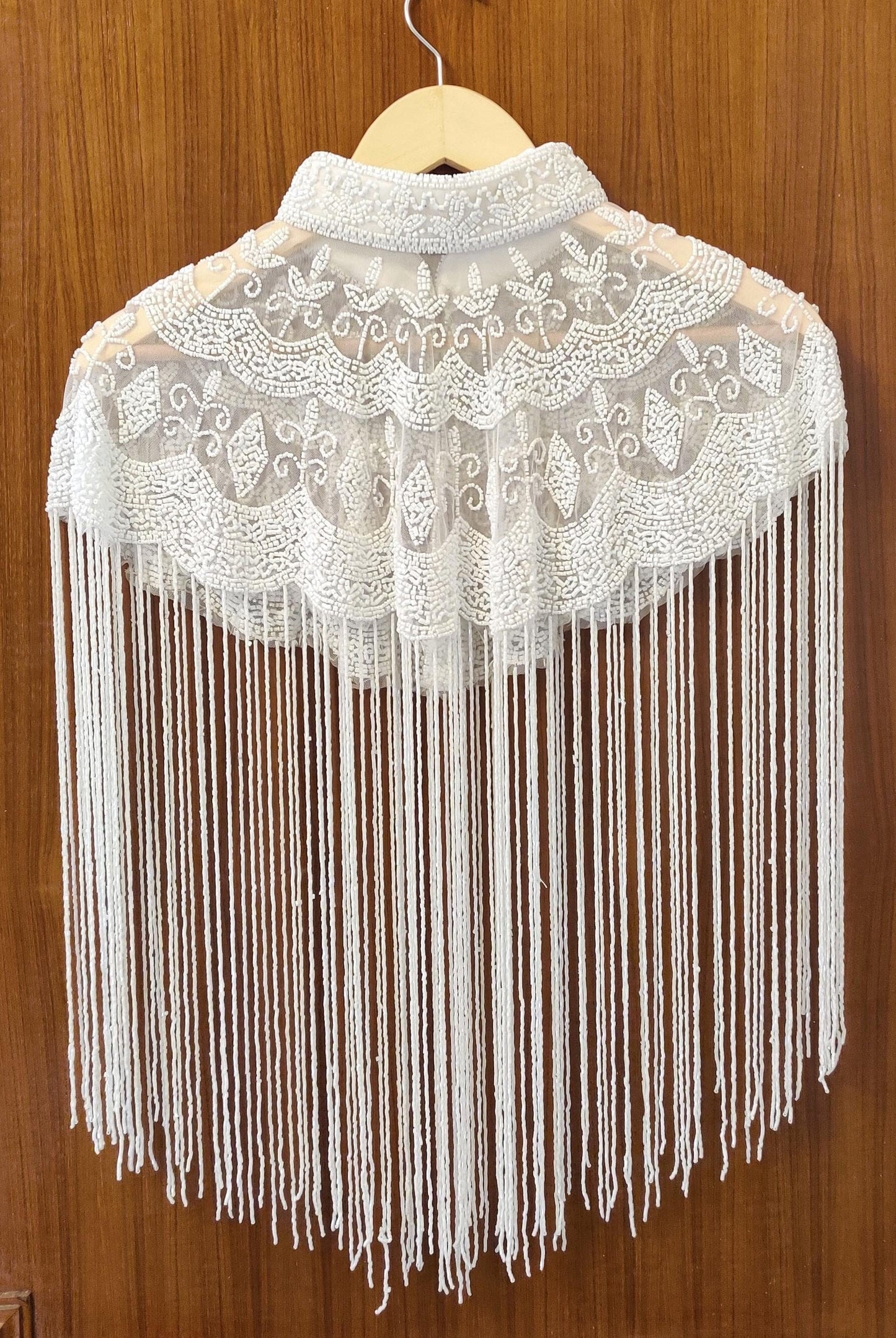 White Sequin Lace Bridal Shrug Bolero Glass Beaded Shoulder Wrap Shawl for Weddings and Evening Wear for Brides