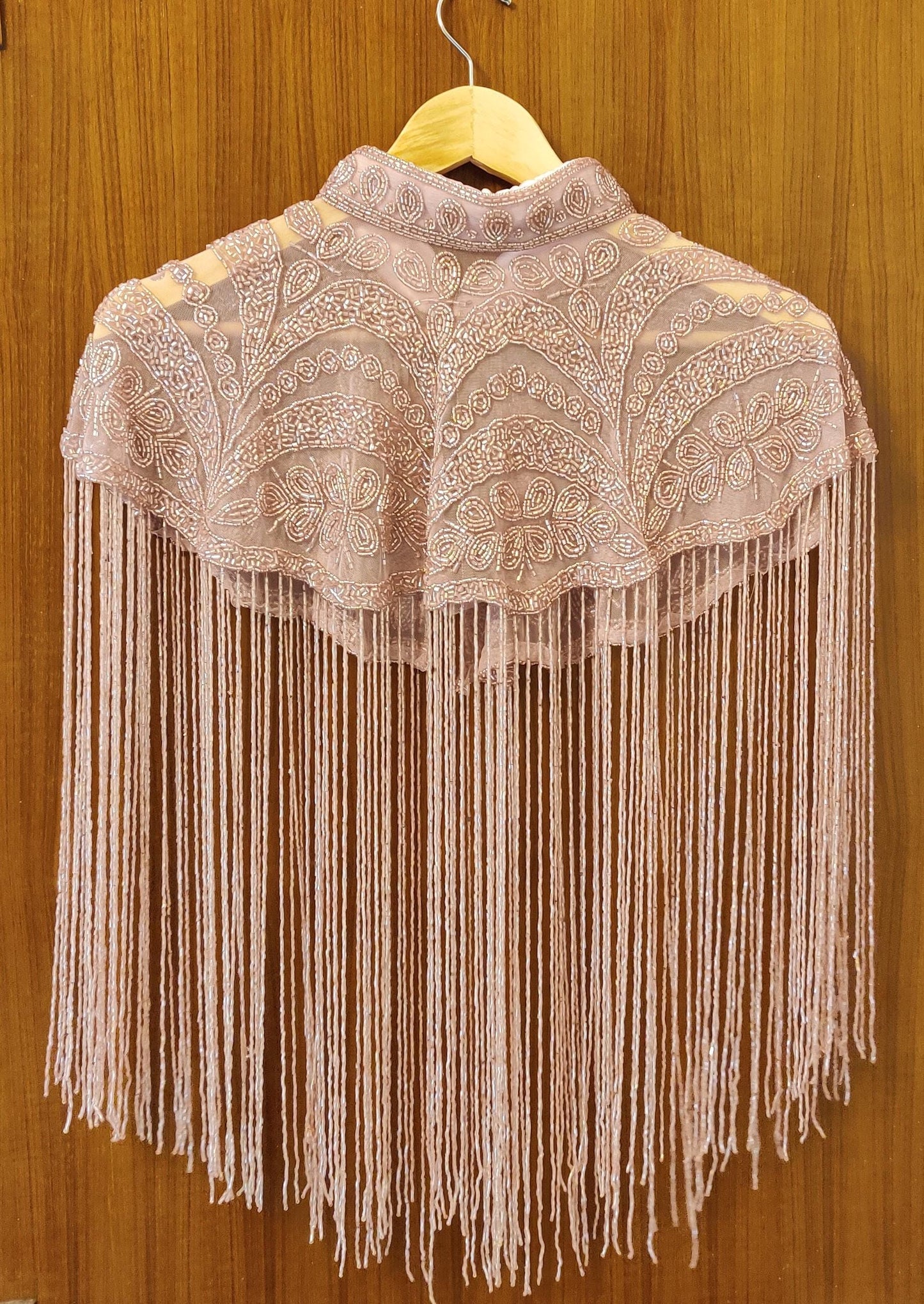 Rose Gold Sequin Lace Bridal Shrug Bolero Glass Beaded Shoulder Wrap Shawl for Weddings and Evening Wear for Brides