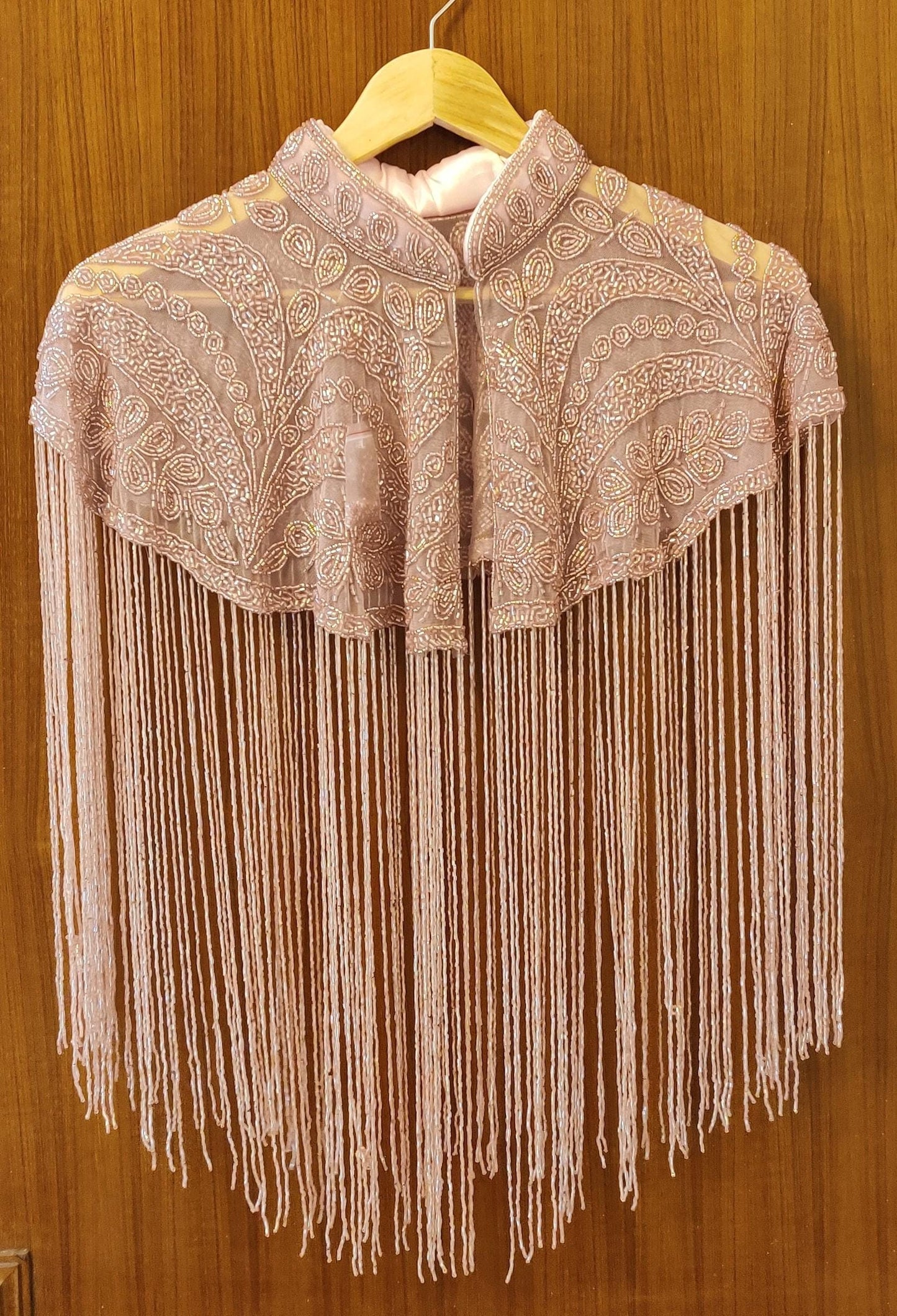 Rose Gold Sequin Lace Bridal Shrug Bolero Glass Beaded Shoulder Wrap Shawl for Weddings and Evening Wear for Brides