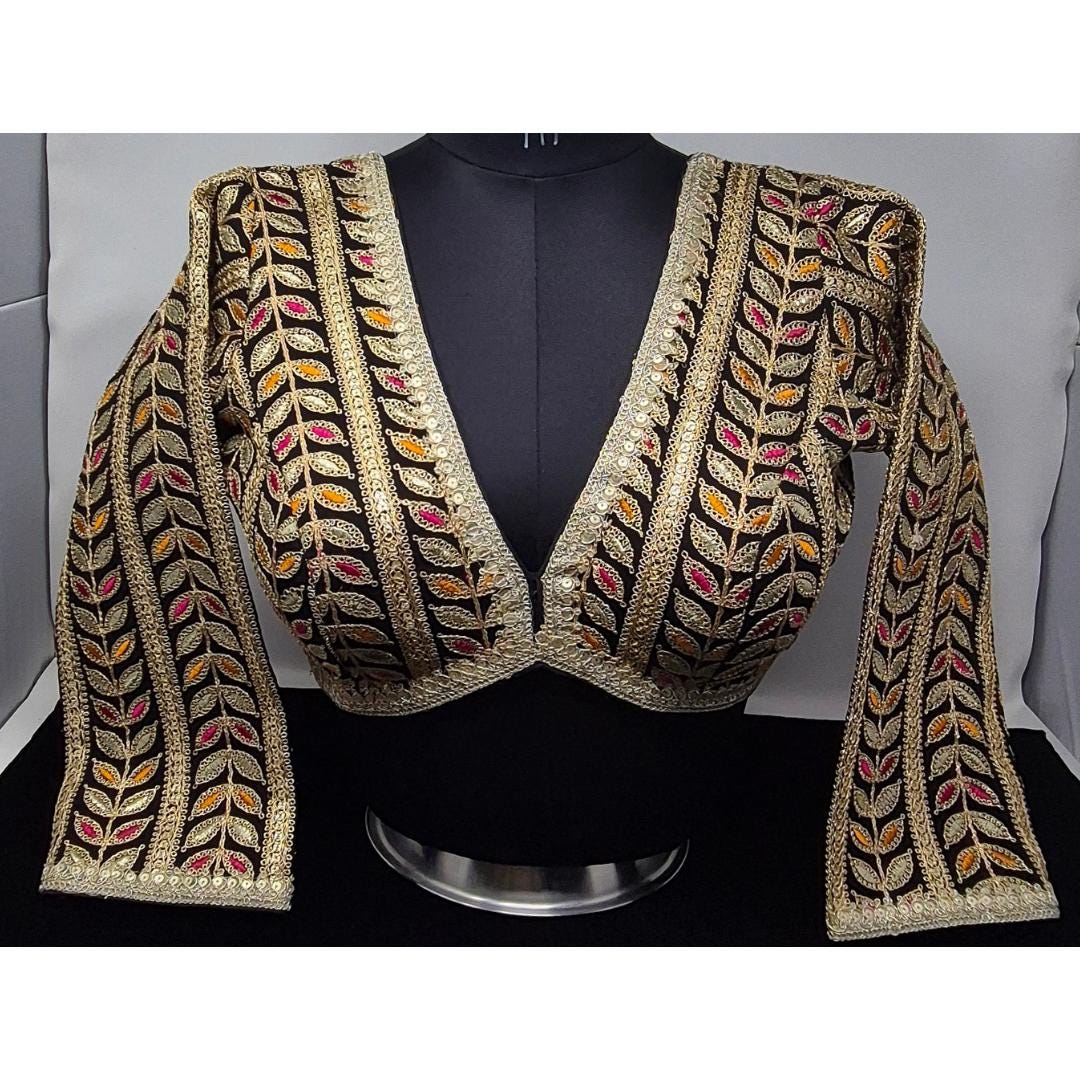 Indian designer Black color Sequin Embroidered stitched blouse, Readymade Indian Bridal Saree Blouse, latest design blouse for women