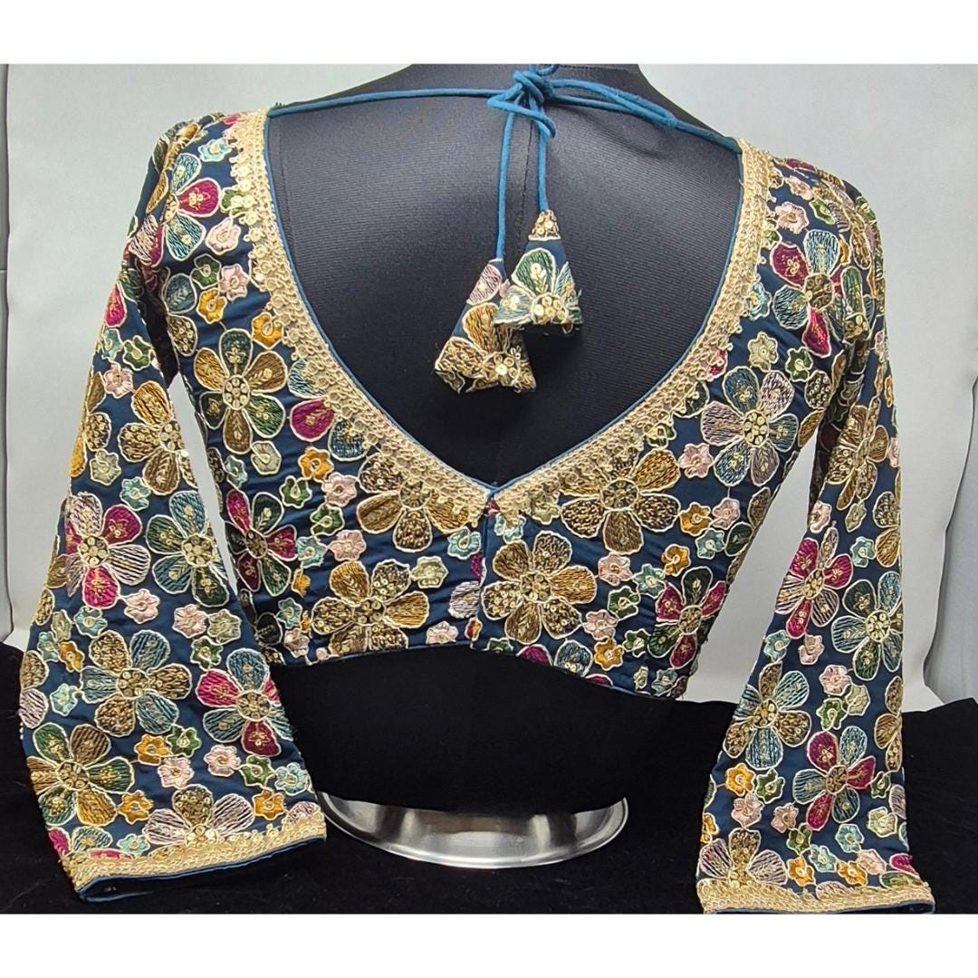 Indian designer Dark Green color Sequin Embroidered stitched blouse, Readymade Indian Bridal Saree Blouse, latest design blouse for women