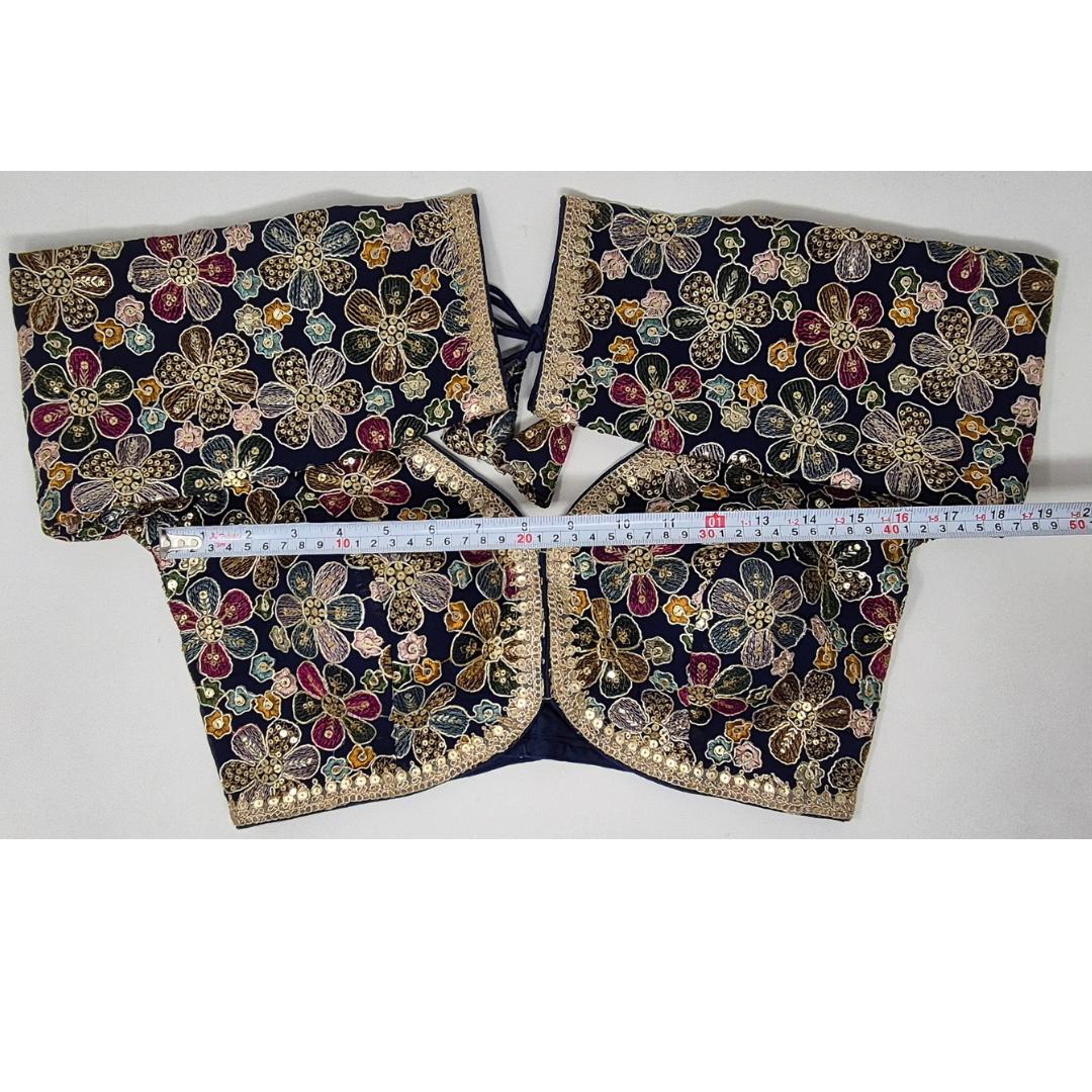 Indian designer Blue color Sequin Embroidered stitched blouse, Readymade Indian Bridal Saree Blouse, latest design blouse for women