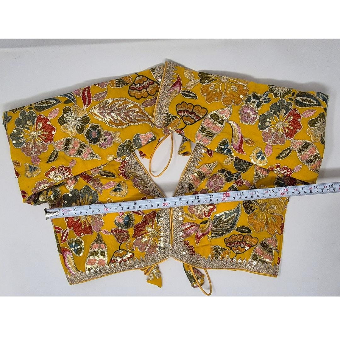 Indian designer Yellow color Sequin Embroidered stitched blouse, Readymade Indian Bridal Saree Blouse, latest design blouse for women