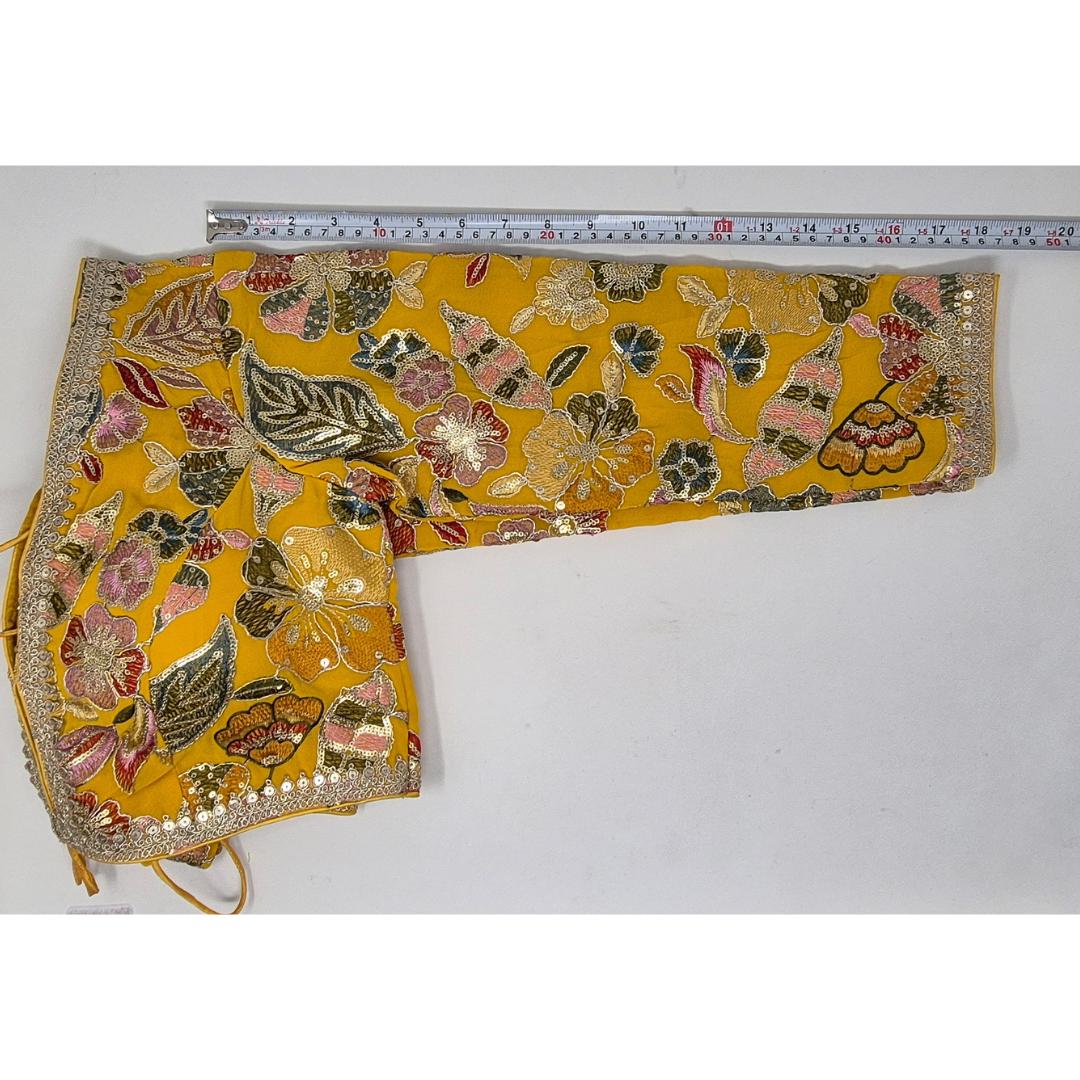 Indian designer Yellow color Sequin Embroidered stitched blouse, Readymade Indian Bridal Saree Blouse, latest design blouse for women