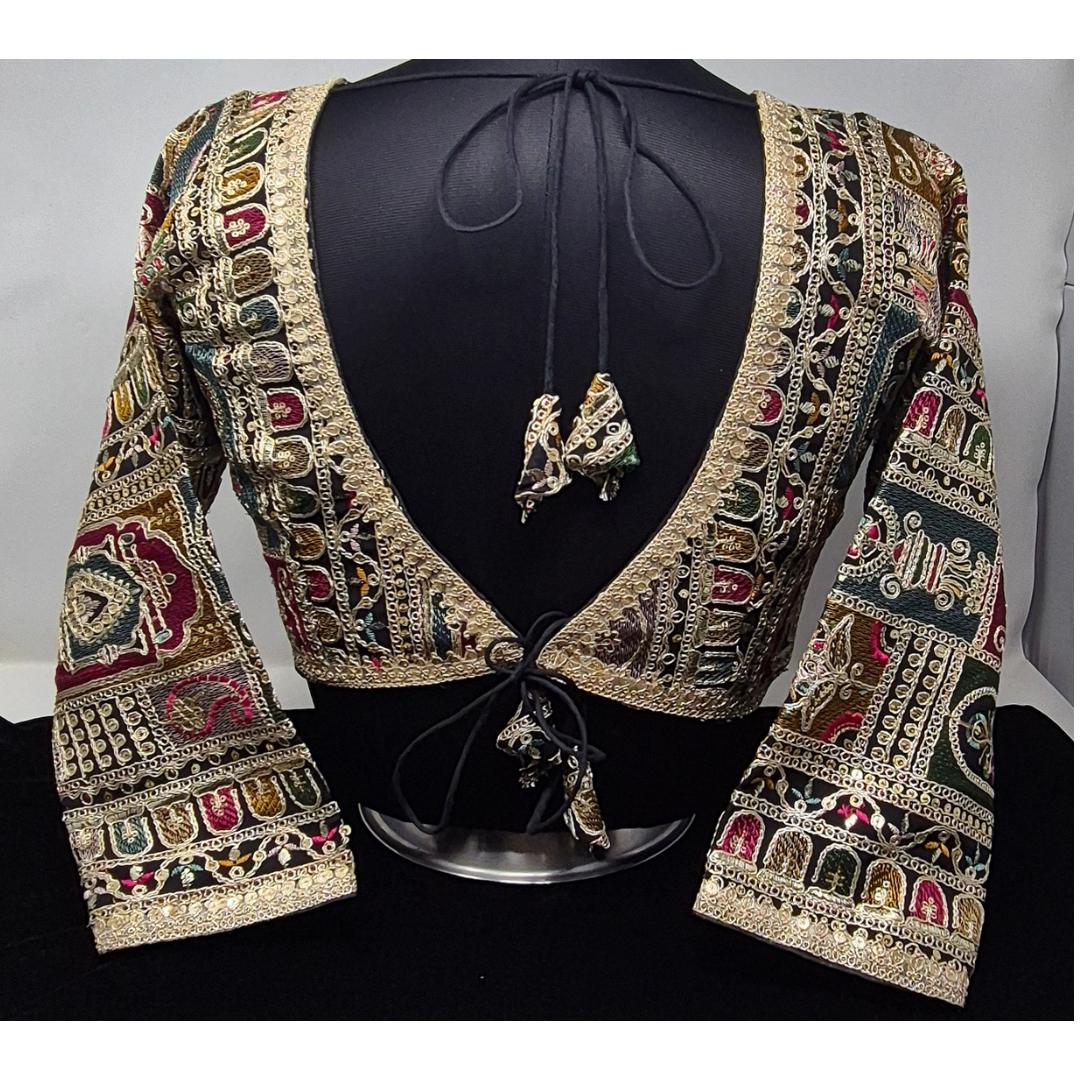 Indian designer Multi color Sequin Embroidered stitched blouse, Readymade Indian Bridal Saree Blouse, latest design blouse for women