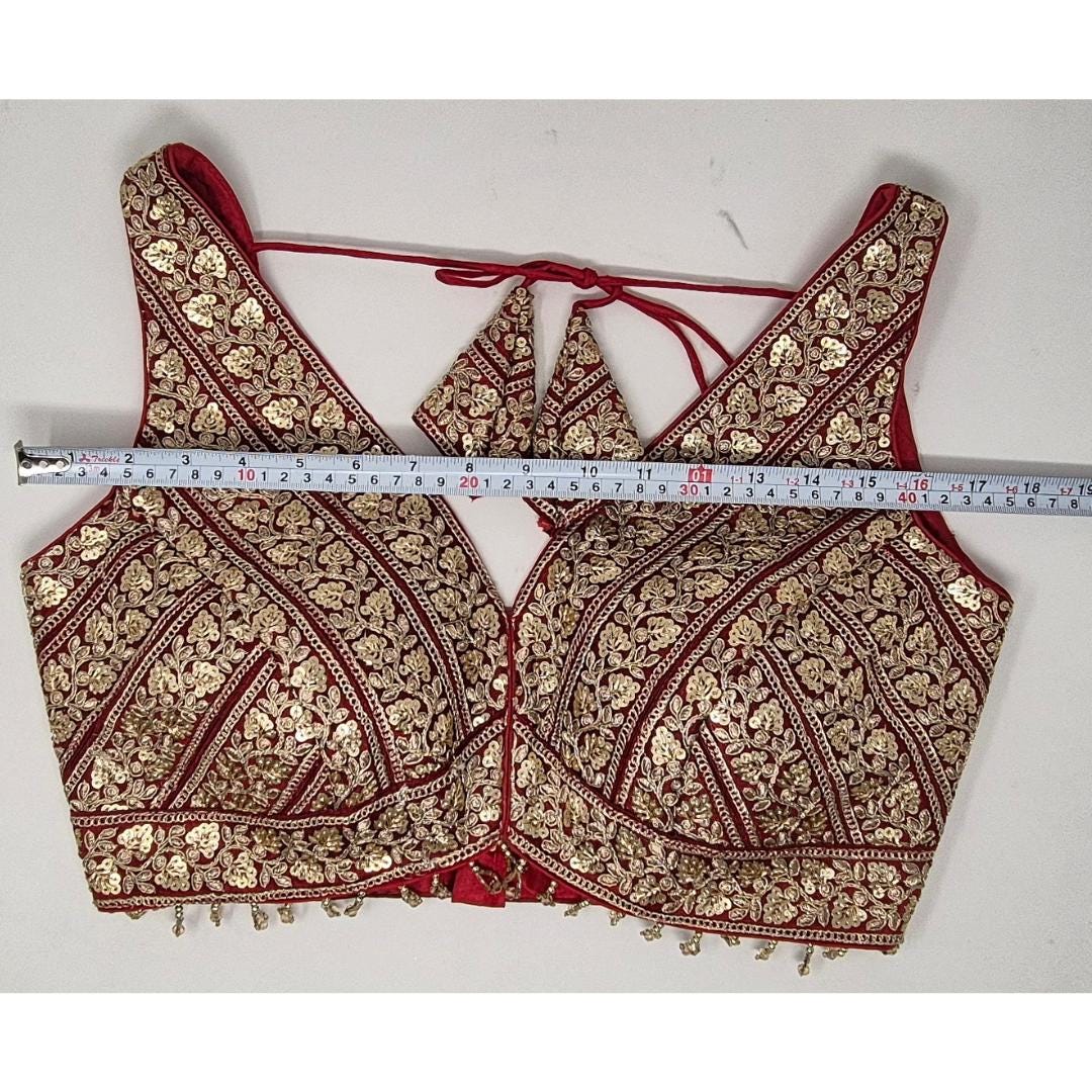 Indian designer Red color Sequin zari Embroidered stitched blouse, Readymade Indian Bridal Saree Blouse, latest design blouse for women