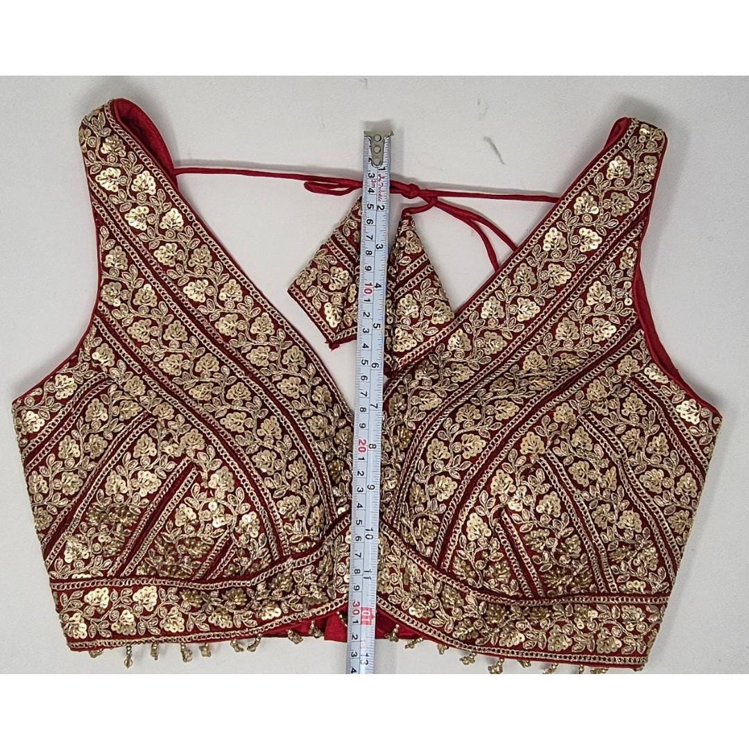 Indian designer Red color Sequin zari Embroidered stitched blouse, Readymade Indian Bridal Saree Blouse, latest design blouse for women