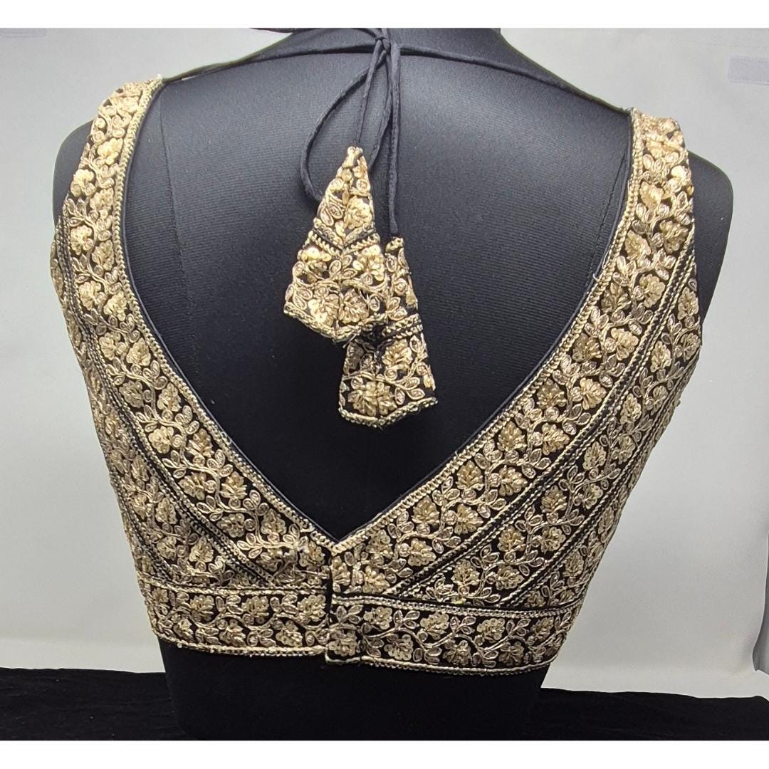 Indian designer Black color Sequin zari Embroidered stitched blouse, Readymade Indian Bridal Saree Blouse, latest design blouse for women