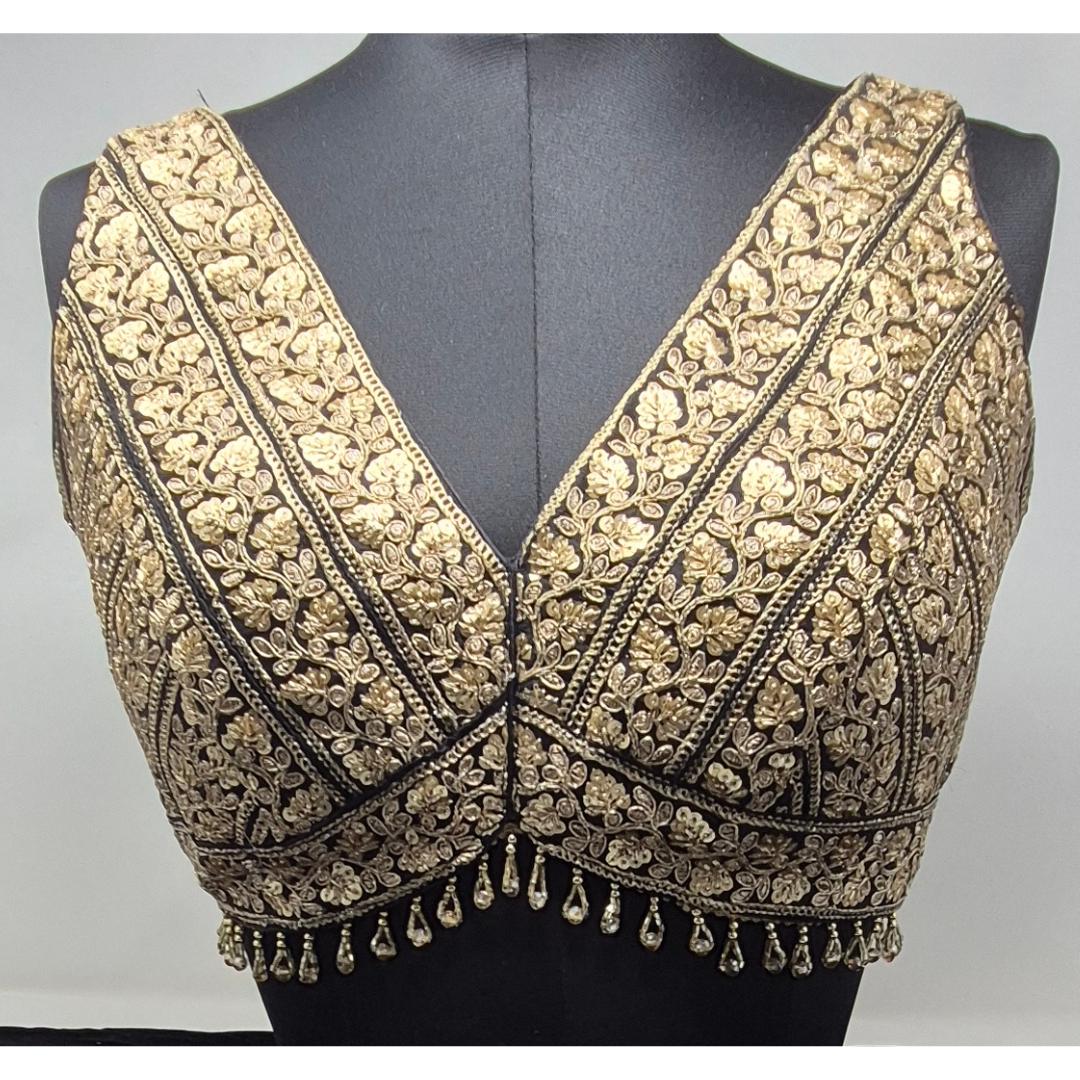 Indian designer Black color Sequin zari Embroidered stitched blouse, Readymade Indian Bridal Saree Blouse, latest design blouse for women