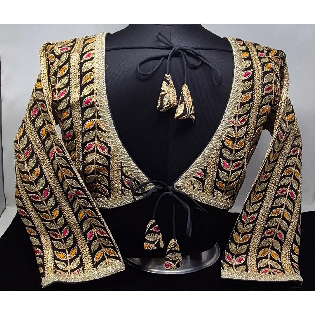Indian designer Black color Sequin Embroidered stitched blouse, Readymade Indian Bridal Saree Blouse, latest design blouse for women