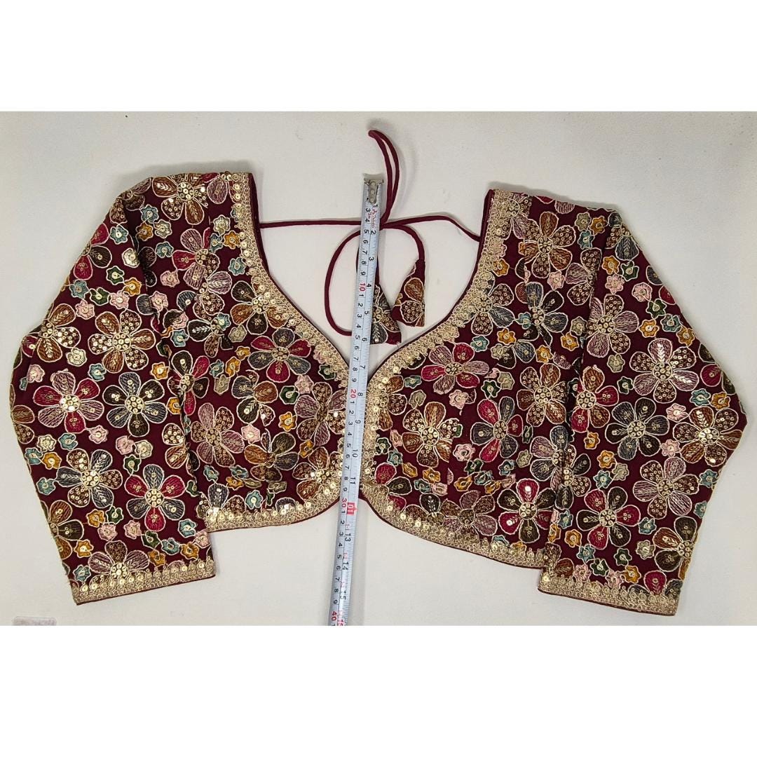 Indian designer Maroon color Sequin Embroidered stitched blouse, Readymade Indian Bridal Saree Blouse, latest design blouse for women