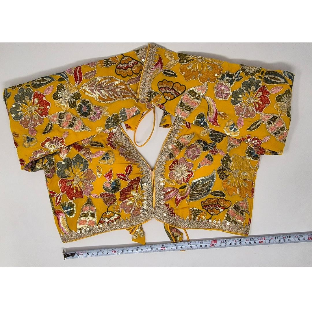 Indian designer Yellow color Sequin Embroidered stitched blouse, Readymade Indian Bridal Saree Blouse, latest design blouse for women