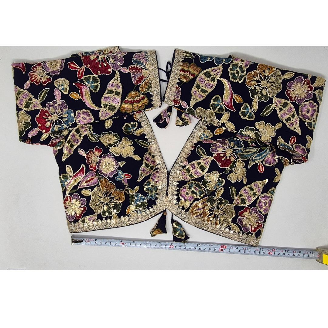 Indian designer Blue color Sequin Embroidered stitched blouse, Readymade Indian Bridal Saree Blouse, latest design blouse for women