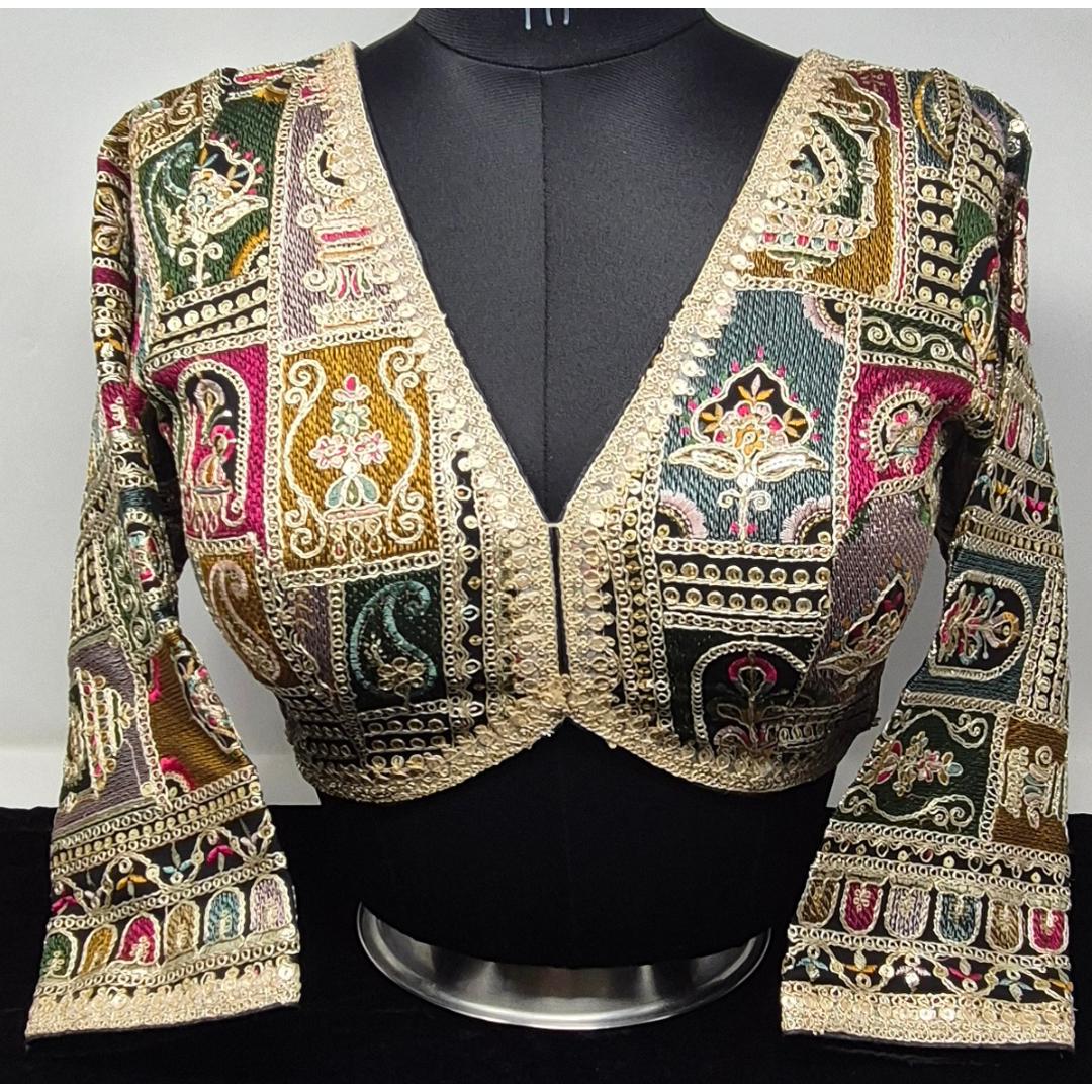 Indian designer Multi color Sequin Embroidered stitched blouse, Readymade Indian Bridal Saree Blouse, latest design blouse for women