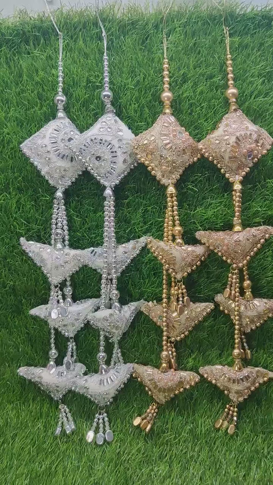 Silver/ Golden Beaded Cushioned Latkan for Blouse Lahenga, home décor, Indian Latkan for Saree, Dupatta Bridal Wedding dress for Women