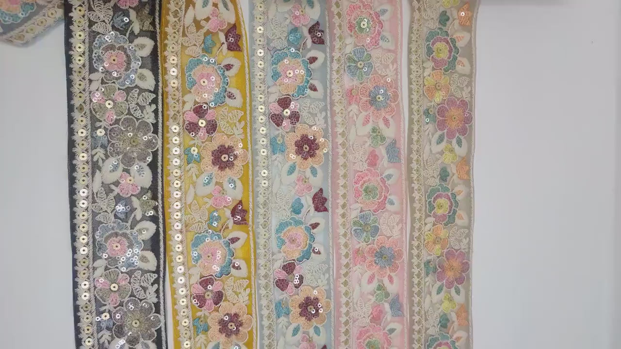 3 yard 6.0 cm wide Indian Saree Border Boho Lace Embroidery Ribbon Cushion Table runner curtains wedding Sewing Crafting Trim Headbands