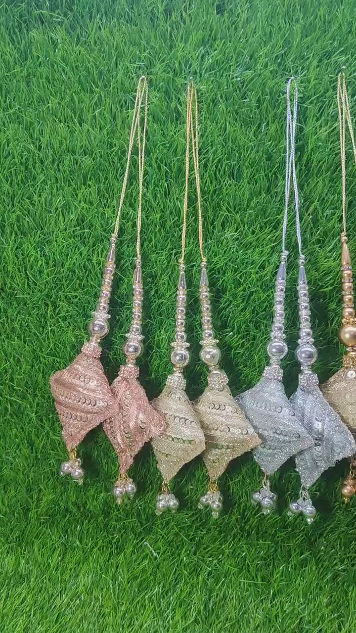 Rose Gold/ Light Gold/ Silver/ Golden Indian Beaded Cushioned Tassel for Saree Blouse Lehenga Embellished HandBags Dupatta Latkan for Women