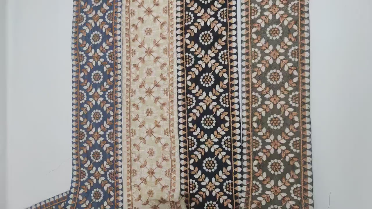 3 yard 8.0 cm wide Indian Saree Border Boho Lace Embroidery Ribbon Cushion Table runner curtains wedding Sewing Crafting Trim Headbands