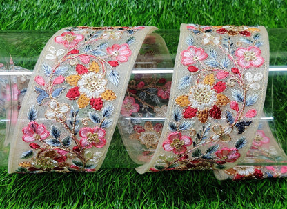 3 yard 5.0 cm wide Indian Saree Border Boho Lace Embroidery Ribbon Cushion Table runner curtains wedding Sewing Crafting Trim Headbands