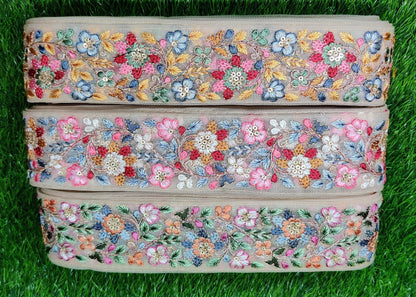 3 yard 5.0 cm wide Indian Saree Border Boho Lace Embroidery Ribbon Cushion Table runner curtains wedding Sewing Crafting Trim Headbands