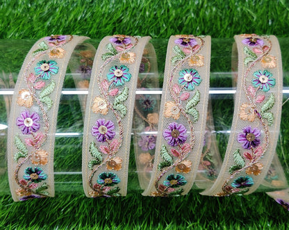 9 yard 2.5 cm wide Indian Saree Border Boho Lace Embroidery Ribbon Cushion Table runner curtains wedding Sewing Crafting Trim Headbands