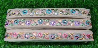 9 yard 2.5 cm wide Indian Saree Border Boho Lace Embroidery Ribbon Cushion Table runner curtains wedding Sewing Crafting Trim Headbands