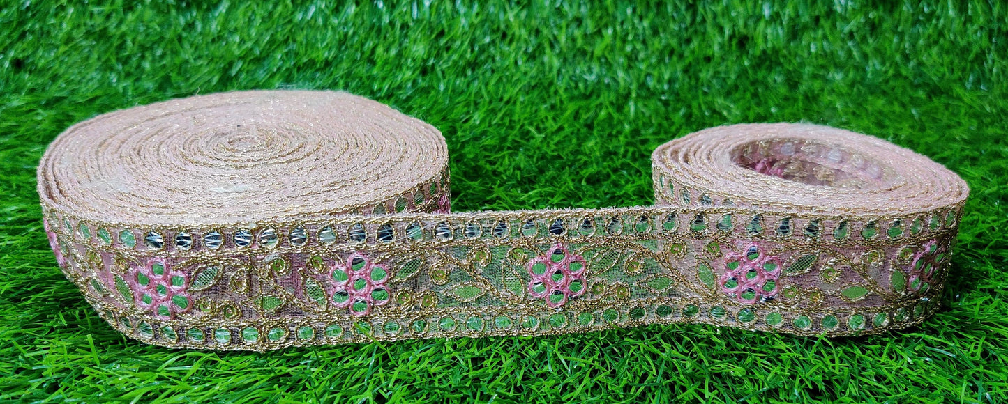 9 yard 3.0 cm wide Indian Saree Border Boho Lace Embroidery Ribbon Cushion Table runner curtains wedding Sewing Crafting Trim Headbands