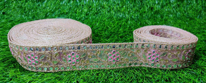 9 yard 3.0 cm wide Indian Saree Border Boho Lace Embroidery Ribbon Cushion Table runner curtains wedding Sewing Crafting Trim Headbands