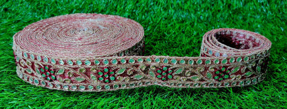 9 yard 3.0 cm wide Indian Saree Border Boho Lace Embroidery Ribbon Cushion Table runner curtains wedding Sewing Crafting Trim Headbands