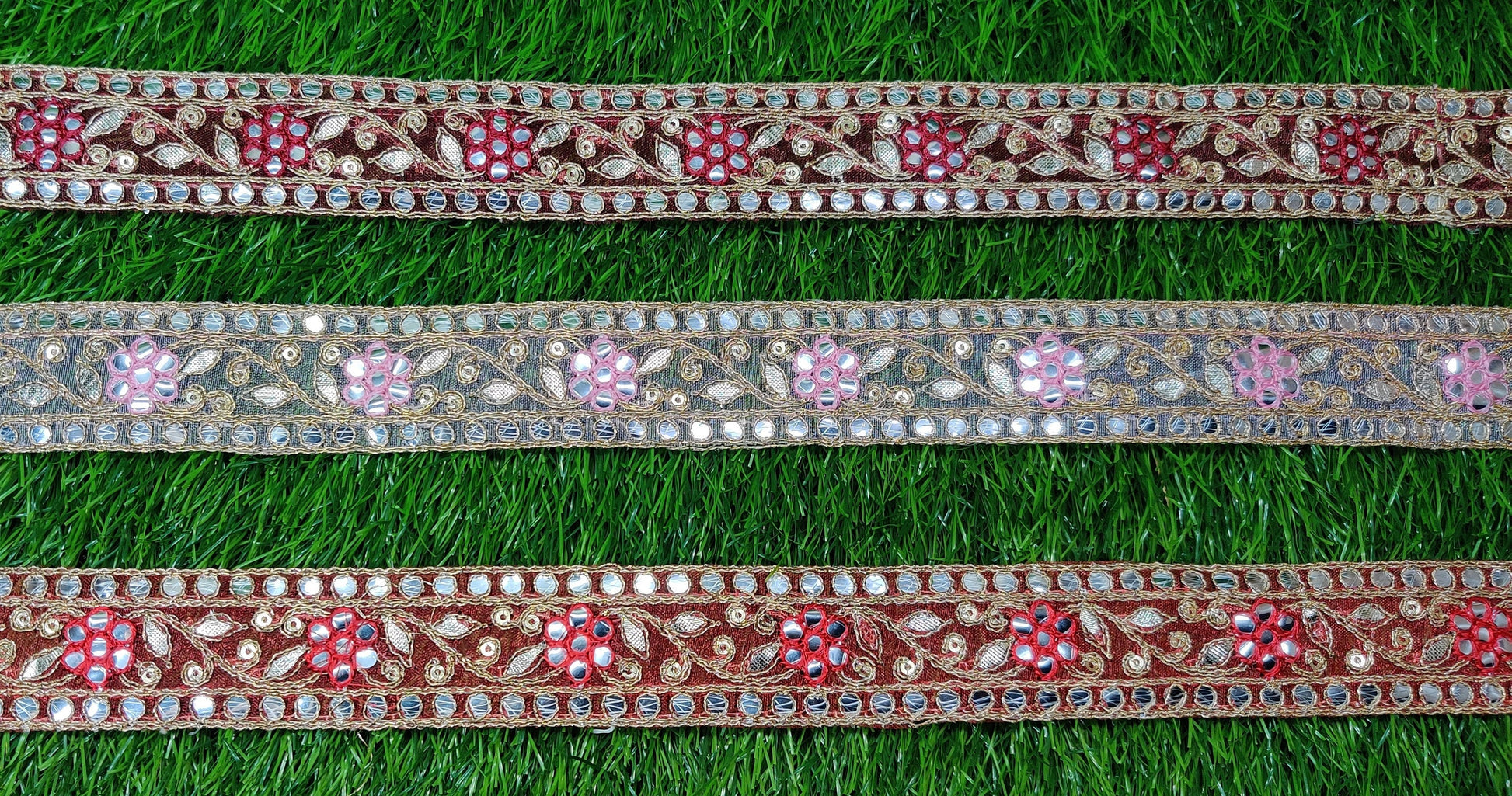 9 yard 3.0 cm wide Indian Saree Border Boho Lace Embroidery Ribbon Cushion Table runner curtains wedding Sewing Crafting Trim Headbands