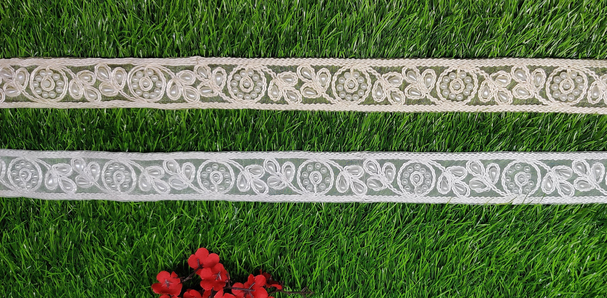 9 yard 3.0 cm wide Indian Saree Border Boho Lace Embroidery Ribbon Cushion Table runner curtains wedding Sewing Crafting Trim Headbands
