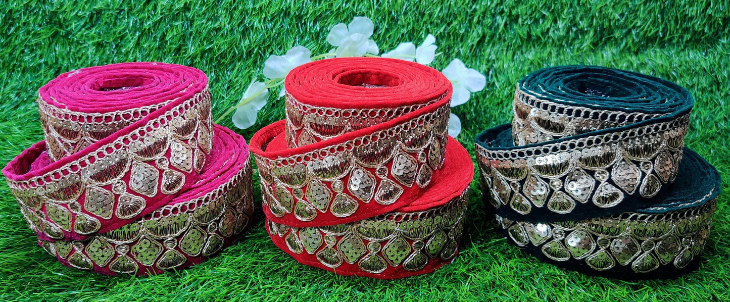 9 yard 4.5 cm wide Indian Saree Border Boho Lace Embroidery Ribbon Cushion Table runner curtains wedding Sewing Crafting Trim Headbands