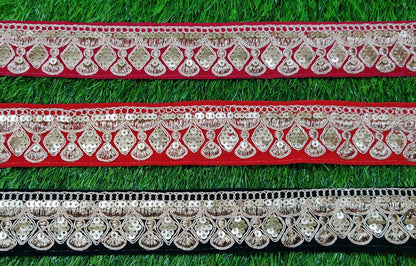 9 yard 4.5 cm wide Indian Saree Border Boho Lace Embroidery Ribbon Cushion Table runner curtains wedding Sewing Crafting Trim Headbands