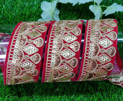 9 yard 4.5 cm wide Indian Saree Border Boho Lace Embroidery Ribbon Cushion Table runner curtains wedding Sewing Crafting Trim Headbands
