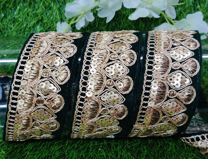 9 yard 4.5 cm wide Indian Saree Border Boho Lace Embroidery Ribbon Cushion Table runner curtains wedding Sewing Crafting Trim Headbands