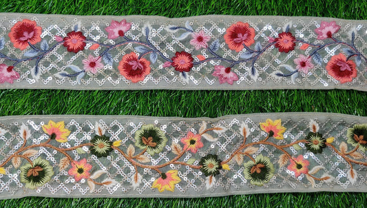 9 yard 6.5 cm wide Indian Saree Border Boho Lace Embroidery Ribbon Cushion Table runner curtains wedding Sewing Crafting Trim Headbands