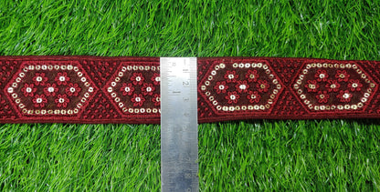 9 yard 4.0 cm wide Indian Saree Border Boho Lace Embroidery Ribbon Cushion Table runner curtains wedding Sewing Crafting Trim Headbands