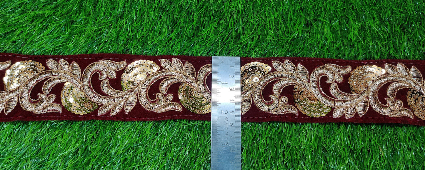 9 yard 5 cm wide Indian Saree Border Boho Lace Embroidery Ribbon Cushion Table runner curtains wedding Sewing Crafting Trim Headbands