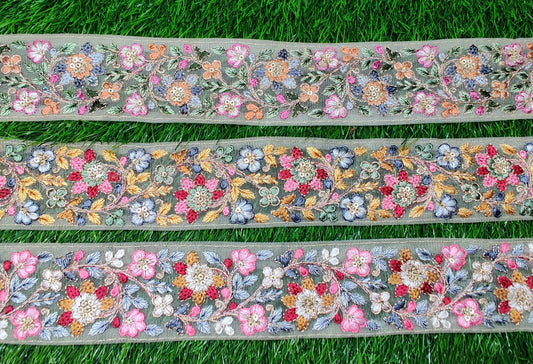 3 yard 5.0 cm wide Indian Saree Border Boho Lace Embroidery Ribbon Cushion Table runner curtains wedding Sewing Crafting Trim Headbands