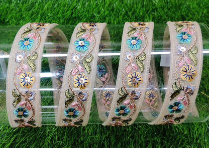 9 yard 2.5 cm wide Indian Saree Border Boho Lace Embroidery Ribbon Cushion Table runner curtains wedding Sewing Crafting Trim Headbands