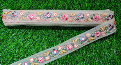 9 yard 2.5 cm wide Indian Saree Border Boho Lace Embroidery Ribbon Cushion Table runner curtains wedding Sewing Crafting Trim Headbands