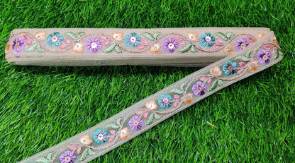 9 yard 2.5 cm wide Indian Saree Border Boho Lace Embroidery Ribbon Cushion Table runner curtains wedding Sewing Crafting Trim Headbands