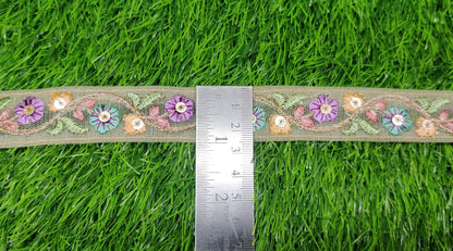 9 yard 2.5 cm wide Indian Saree Border Boho Lace Embroidery Ribbon Cushion Table runner curtains wedding Sewing Crafting Trim Headbands