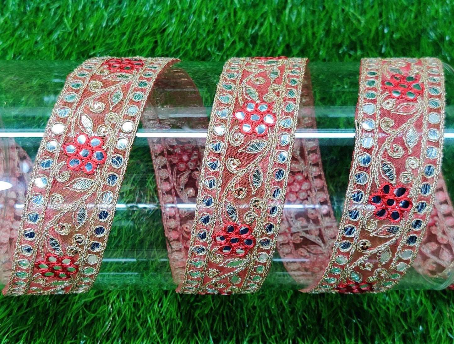 9 yard 3.0 cm wide Indian Saree Border Boho Lace Embroidery Ribbon Cushion Table runner curtains wedding Sewing Crafting Trim Headbands