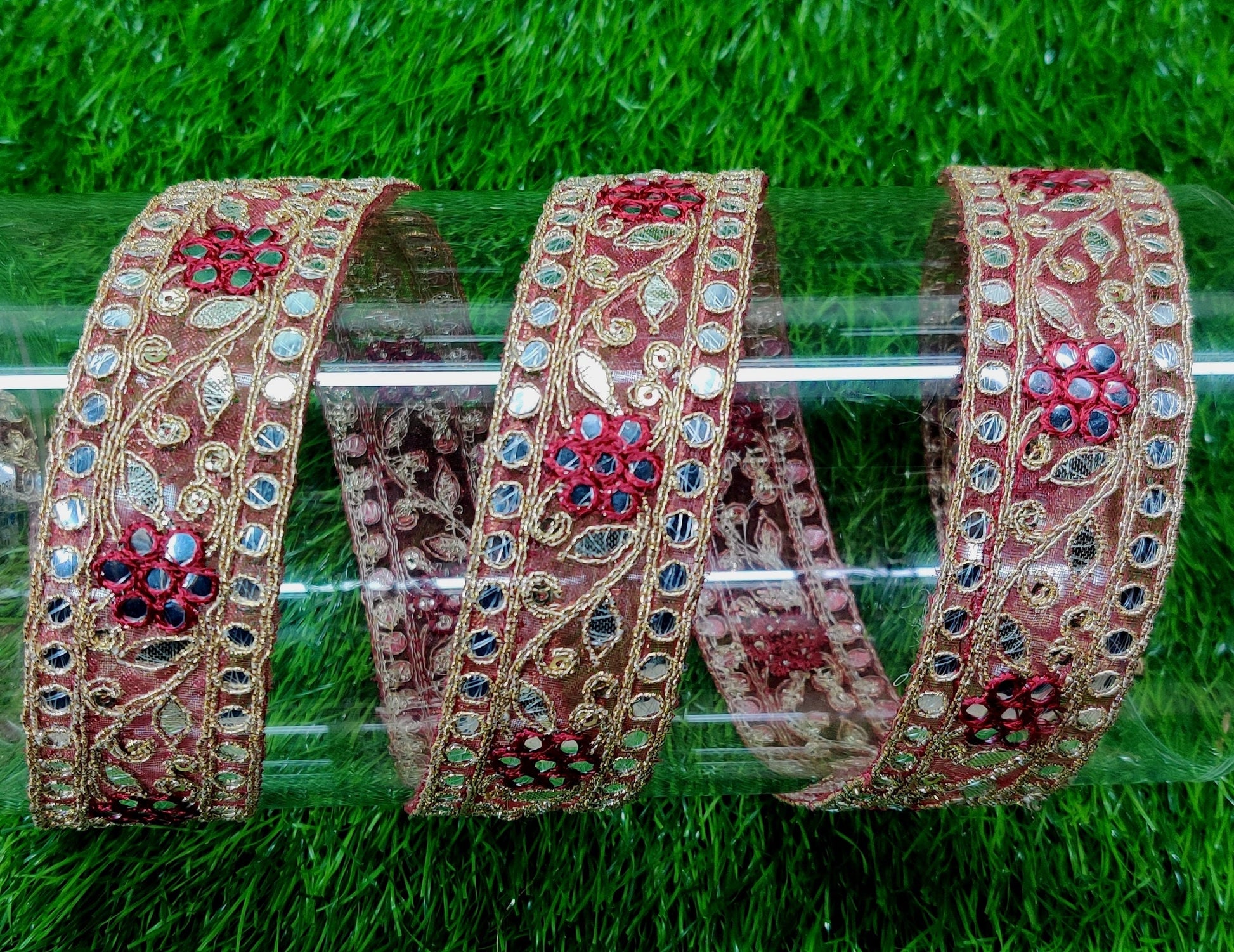 9 yard 3.0 cm wide Indian Saree Border Boho Lace Embroidery Ribbon Cushion Table runner curtains wedding Sewing Crafting Trim Headbands